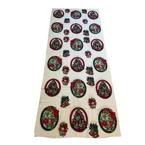 VTG Wamsutta Hallmark Christmas Applique Cut N Sew Panel Tree Ornaments 80s 2yd